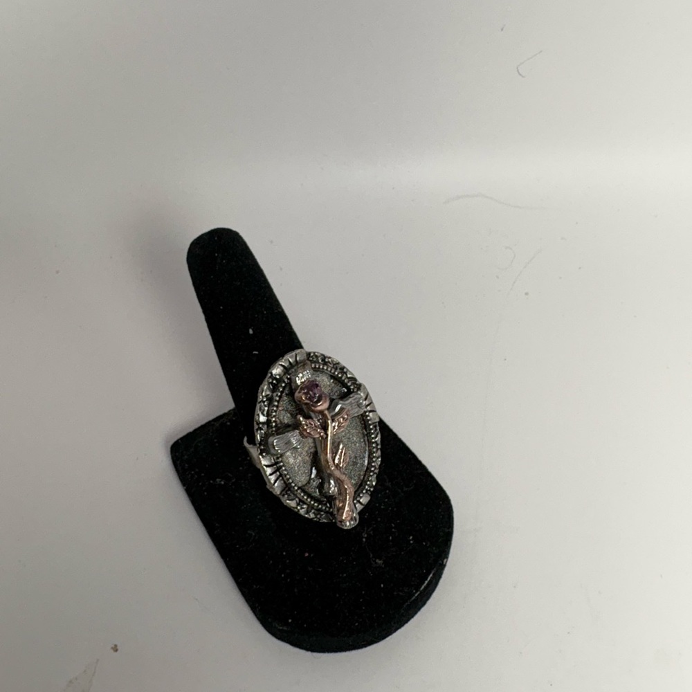 Silver and Purple Angel Ring